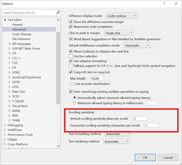 Figure 6-42. Scrolling Sensitivity in Excel